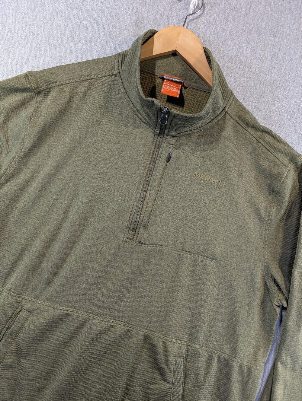 Merrell 1/4 Zip Grid Fleece Lined Pullover Men's XXL Green